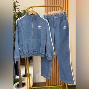ADIDAS Blue Denim Two-Piece Track Set with White Stripes - from Thailand VSHOP